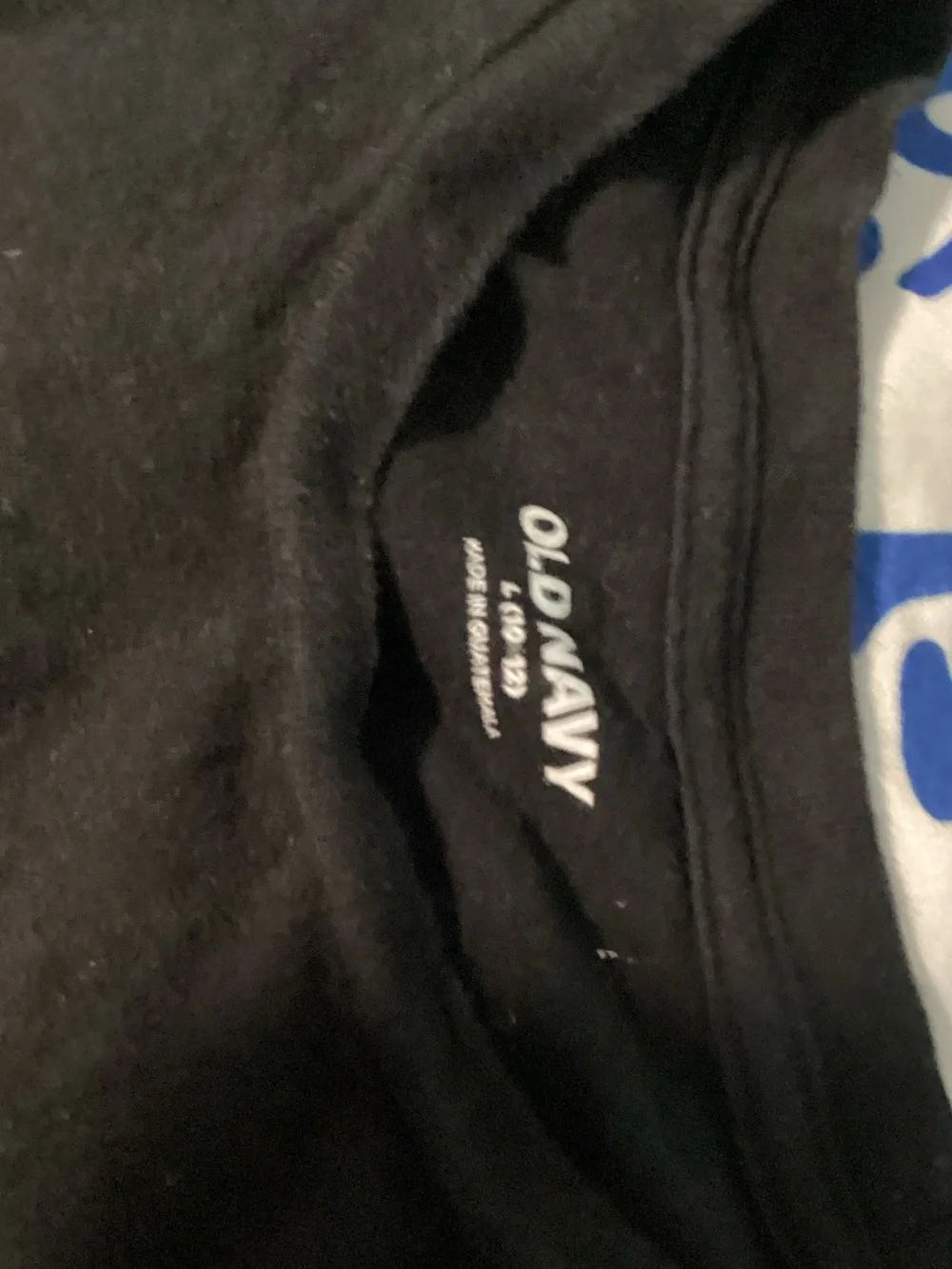 Old Navy Black T-Shirt with Blue Graphic Accent